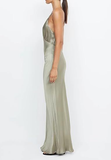 Niulatu V Neck Yellow Satin Evening Dress Long Prom Dress HZ1007