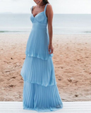 Niulatu Blue Prom Dress Long Evening Dress HZ1007