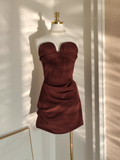Niulatu A Line Sweetheart Ruffles Satin Vacation Dresses Short Birthday Outfits SD343