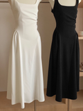 Niulatu A Line Straps Long Black Women's Holiday Dresses SD220