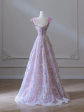Niulatu line 3D Floral lace skirt tulle bodice floor-length prom dresses SD1543