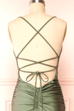 Niulatu Sheath Olive Green Backless Long Prom Dresses Formal Graduation Party Dress Evening Dress SD1552