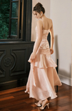 Niulatu Pink Sweetheart Straps Mermaid Evening Dress Satin Long Prom Dress HZ1007