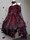 Niulatu High Low Halter Burgundy Organza Party Dresses Birthday Outfits SD448