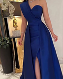 Niulatu Blue One Shoulder Evening Dress Blue Formal Dress HZ1007