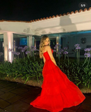 Niulatu Red A-line Spaghetti Straps Evening Dress For Women HZ1007