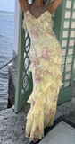 Niulatu Yellow Ruffles Long Prom Dress Evening Dress HZ0113
