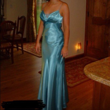 Niulatu Blue Spaghetti Straps Satin Mermaid Evening Dress Formal Prom Dress HZ1007