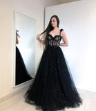 Niulatu tulle long A line prom dress evening dress HZ0113