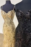 Straps Gold Sequin Mermaid Long Party HZ0308