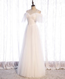 Niulatu white sweetheart long prom dress white formal dress HZ1110