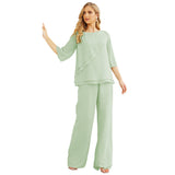 Niulatu Chiffon Mother of The Bride Dress Plus Size Pant Suits Ruffle HZ1007