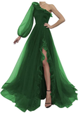 Niulatu tulle prom dress one shoulder evening dress HZ1007