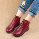 Niulatu Winter Plus Velvet Leather Mother Shoes Women Boots Round Head Thick Bottom Waterproof Leather Woma Knight Boots DJSE