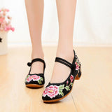 Niulatu Women All-match Embroidered Shoes Ladies Dance Wedding Shoes Ethnic Style Hanfu Mid-heel Pumps DJSE