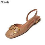 Niulatu Summer Elegant Office Ladies Shoes Women Casual Shoes Square Heel Sandals Slip on Woman Flats Vintage Sandals DJSE