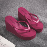 Niulatu Women Summer Shoes Woman 2025 Wedge Rubber Flip Flops Heeled Mules Candy Colors Platform Female Beach Slippers White 39 DJSE