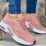 Niulatu Thick Bottom Sneakers Fashion Casual Wedge Sneakers Ladies Lace Up Mesh Women Vulcanized Shoes Plus Size Women's Shoes DJSE