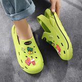Niulatu Summer Sandals Couple Women Garden Shoes Green Cartoon Clogs Woman Slip On Sandals Comfort Nursing Shoes Flat Slippers DJSE