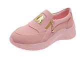 Niulatu Women Sneakers Slip on Zipper Thick Bottom Solid Color Vulcanized Shoes Casual Wedge Walking Flats Zapatillas De Mujer DJSE