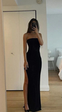Niulatu Black Strapless Evening Dress Prom Party Dress HZ1007