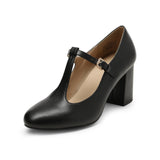 Niulatu Low Chunky Heels for Women Pumps T-Strap Mary Jane Pumps Wedding Dress Shoe Elegant Medium Heel Women's Shoes DJSE