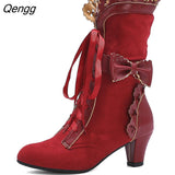 Niulatu Ankle Boots For Women Autumn Winter High Heels Party Punk Short Boots Ladies Big Size Bottines Femme Black Blue DJSE