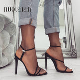 Niulatu Summer women sandals ankle strap high heel shoes for women sexy peep toe high heels sandals party wedding shoes woman DJSE