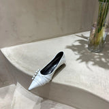 Niulatu Toe Low Heel Pumps Women Shoes Brand Belt Buckle Shallow Slip On Ballet Elegant Pumps For Party Dress DJSE