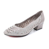 Niulatu 2025 New Summer Fashion Pumps Cut-outs Women Crystal Casual Ladies Shoes High Heels Tenis Feminino Genuine Leather DJSE