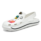 Niulatu Summer Sandals Couple Women Garden Shoes Green Cartoon Clogs Woman Slip On Sandals Comfort Nursing Shoes Flat Slippers DJSE