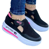 Niulatu Size Women'S Shoes 2025 Summer Round Toe Thick Heels Women'S Sandals Breath Mesh Platform Shoes Women Flats Zapatos Mujer DJSE