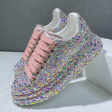 Niulatu Goods Thick-soled Platform Shoes 2025 New Popular Rhinestone Sports Fried Street Daddy Shoes Female Ins Tide DJSE