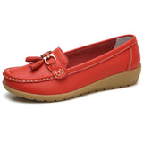 Niulatu Women Shoes Loafers Female Moccasins Shoes Summer Genuine Leather Women Flats Slip On Women Loafers Flats Tassel Plus Size DJSE