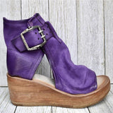 Niulatu Women Sandals Shoes Summer Retro Peep Toe Platform Sandals PU Leather Zipper Thick Bottom women shoes Ladies Sandals DJSE