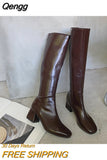 Niulatu Women Warm Long Boots Woman Knee High Booties Ladies Shoes Platform Thick Heel PU Leather Soft Zipper Woman Fashion Winter 2025 DJSE