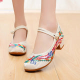 Niulatu Women All-match Embroidered Shoes Ladies Dance Wedding Shoes Ethnic Style Hanfu Mid-heel Pumps DJSE