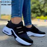Niulatu Women Sneakers Women Vulcanized Shoes Casual Platform Solid Color Hook&loop Female Walking Shoes Wedge Sports Shoes DJSE
