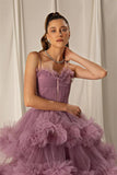 Niulatu A-line Tiered Spaghetti-Straps Long Prom HZ1007