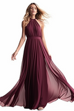 Niulatu Halter Chiffon Long Prom Dress with Elegant HZ1007