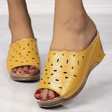Niulatu Women Shoes Sandals Fish Mouth Wedges Sandals Open Toes Hollow Out Women's Shoes Slip On Women Shoe Female Footwear DJSE