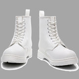 Niulatu Fashion Women Martin Boots GENUINE LEATHER White Ankle Boots Female Casual Punk Shoes Plus Size Man Motorcycle white Boot DJSE