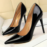 Niulatu Shoes Woman Pumps Patent Leather High Heels Shoes Women Basic Pump Wedding Shoes Female Stiletto Women Heel Plus Size 43 DJSE