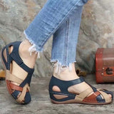 Niulatu Women's Sandals Wedge Buckle Strap Sandals Female Retro Casual Sewing Women Shoes Flats Platform Retro Sandalias Plus Size DJSE