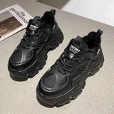 Niulatu Fashion Platform Sport Shoes for Women 2025 Summer Black Casual Chunky Sneakers Women Mesh Leather Platform Shoes DJSE