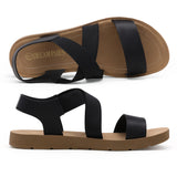 Niulatu Women's Elastic Ankle Strap Summer Flat Sandals Casual Beach Shoes For Woman Classics Non-slip Lightweight Sandals DJSE