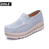 Niulatu Women Flat Platform Shoes Flats Women Cut-out Suede Leather Slip on Thick Heels Loafers Ladies Creepers Women 509 DJSE