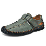 Niulatu Summer Sandals Men Breathable Leather Shoes Man Retro Outdoor Men Sandals Antiskid Beach Sandals Hollow Shoes Footwear DJSE