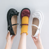 Niulatu Women 2025 Lolita shoes bow red white Autumn Singles Japanese Cute Round Head Soft Girl Loli Shoes Mary Jane shoes DJSE