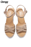 Niulatu Peep Toe Women'S Heel Summer Shoes Female Wedge Heel Woman Sandals Platform Size 33 34 35 36 37 38 39 40 41 42 DJSE